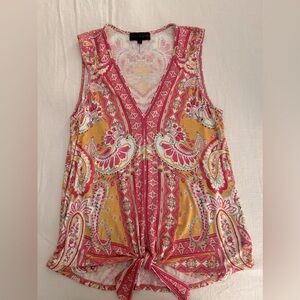 Hale Bob Patterned Front Tie Shirt Size Small